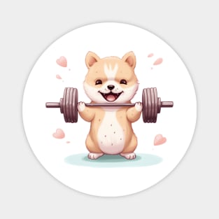 Dog Lifting Weights Magnet